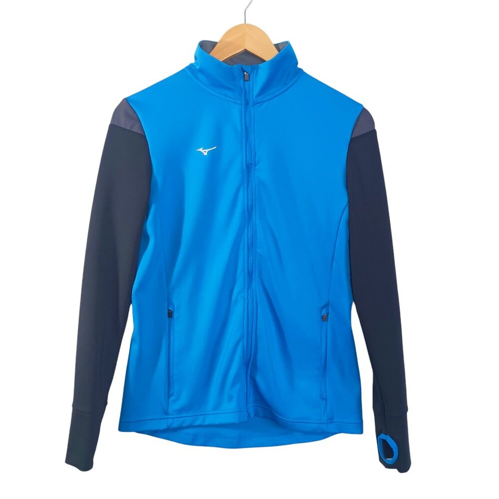 Mizuno Athletic Wear, Women's Performance Jacket, Small, Blue & Black, Zip Front